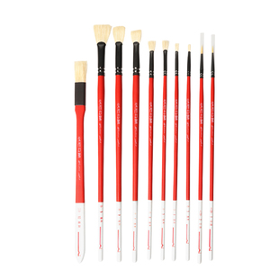 吾辰状元及第水粉笔套装美术生专用丙烯画笔油画笔专业扇形笔刷子勾线笔平头画水洗猪鬃10支装联考状元红色