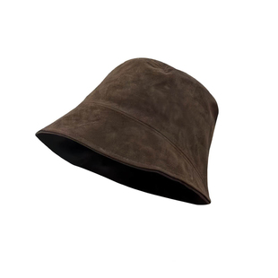 秋冬季帽子女款2025新款麂皮绒大头围显脸小渔夫帽防寒保暖水桶帽