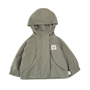 男童春秋款洋气工装连帽外套男宝宝简约户外冲锋衣婴幼儿韩版上衣