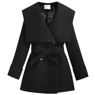 过年红色喜庆毛呢外套中长款女装2025秋冬季新款收腰夹棉呢子大衣