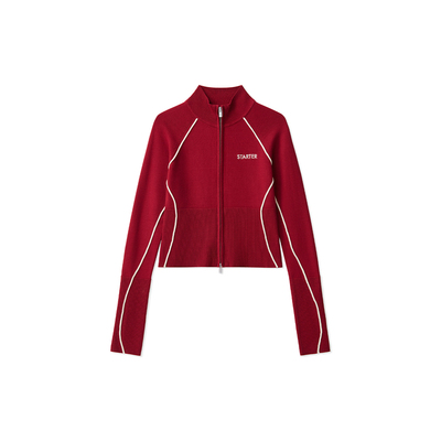 STARTER针织外套2026春季新款撞色休闲运动女生紧身短款外套上衣