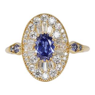 《丝绒海浪曲Ⅱ》高级感苏黎世蓝925纯银满镶锆石戒指ArtDeco风格