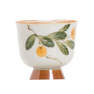 釉下彩陶瓷茶杯品茗杯中式家用喝茶单杯手绘柿柿如意主人杯客人杯