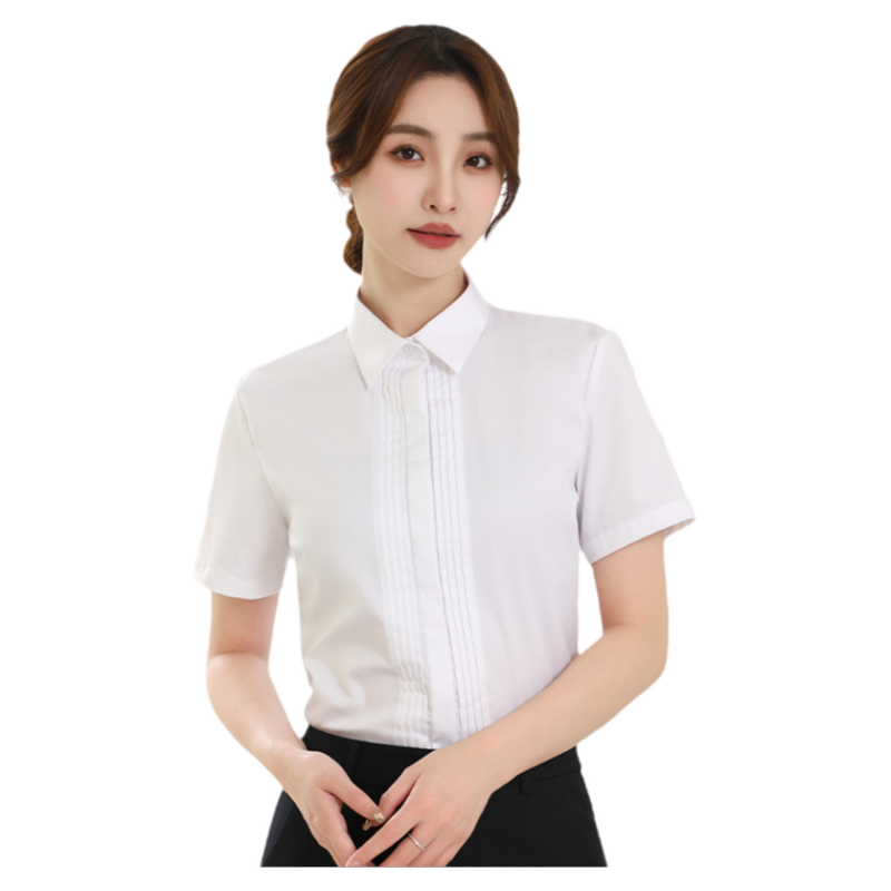 工作服职业短袖衬衫女夏薄韩版气质办公室设计感小众别致衬衣工装