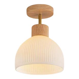 日式玄关入户过道灯原木奶油衣帽间吸顶灯简约现代民宿卧室阳台灯