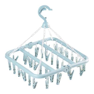 洁丽雅多夹子晾衣架可折叠防风