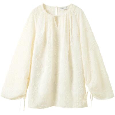 RUISHI芮时剪花V领显瘦圆领衬衫