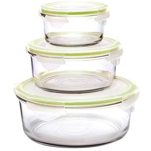 Glasslock韩国钢化玻璃保鲜便当饭盒可微波炉冰箱密封收纳圆形碗