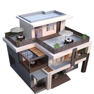 别墅农村网红自建房建筑结构CAD设计图纸二层半三层房屋盖房半房