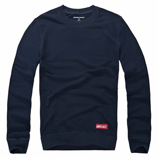 美洲海岸af长袖T恤男秋季休闲纯棉上衣青年宽松ins大码圆领打底衫