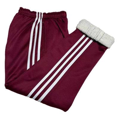 保暖裤枣红色厚款白条男女通用