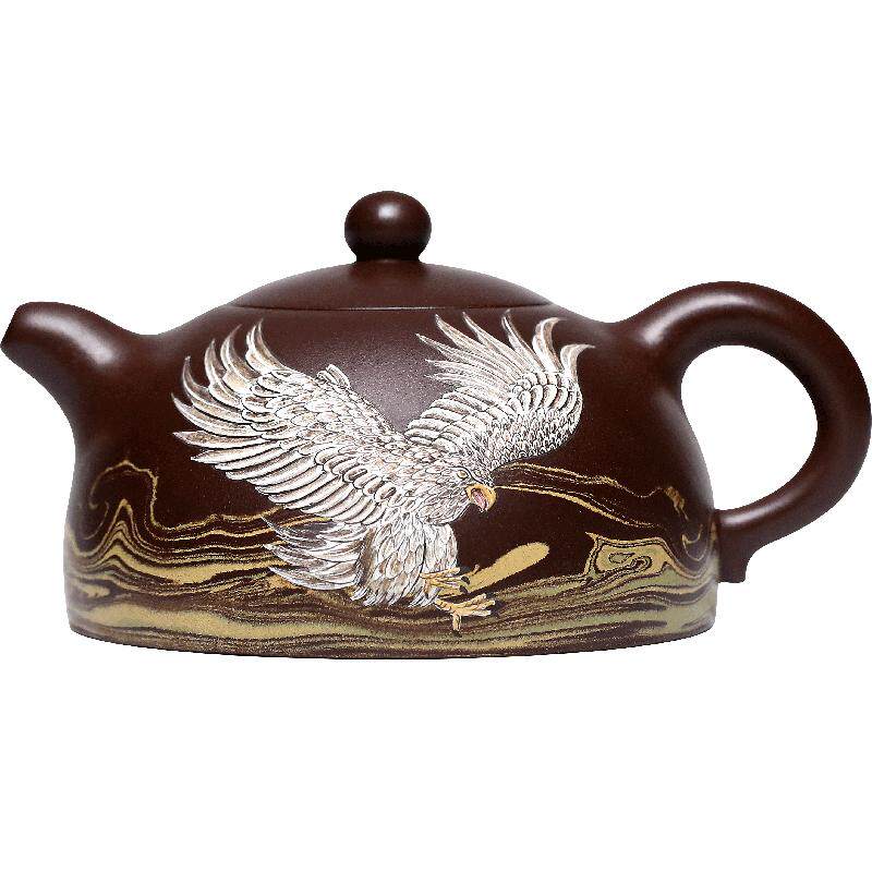 大师张小岭作品立体泥绘半月壶