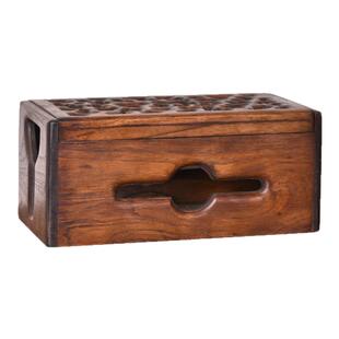 泰古牛牛实木电线收纳盒插座插线板路由器插排电源集线盒整理盒子