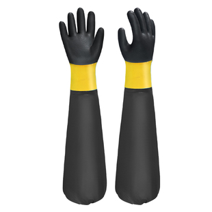 德国防腐蚀耐酸碱手套化工实验70cm加长袖加厚橡胶劳保工业防化学