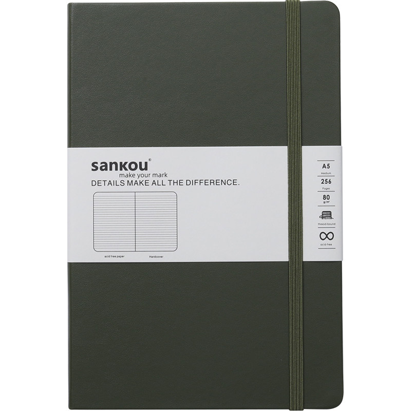 三口a5a6笔记本本子精致高级工作本商务高档皮面硬壳记事本定制封面可印logo横线点阵空白内页办公日记手账本