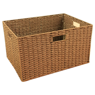 特大号仿藤编收纳筐整理盒家用草编杂物格子衣服衣柜储物箱编织篮