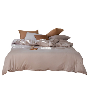 柔软乎乎糯裸睡香芋紫天竺纯棉1.8m床品被套针织棉A类床单四件套