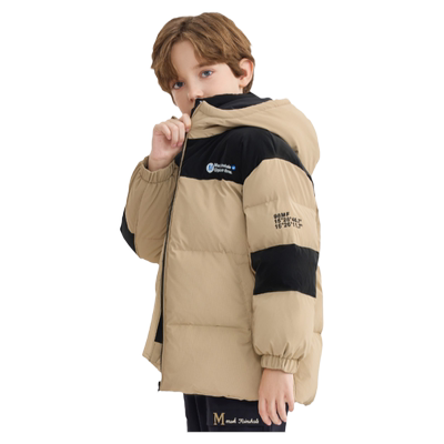 羽绒服拼色连帽童装马克华菲