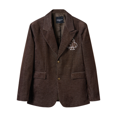 贴布绣灯芯绒复古感西装