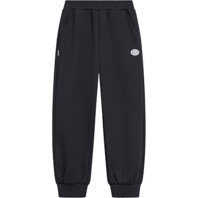 李宁男大童加绒保暖一体绒卫裤