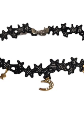 日月星辰蕾丝项圈锁骨链