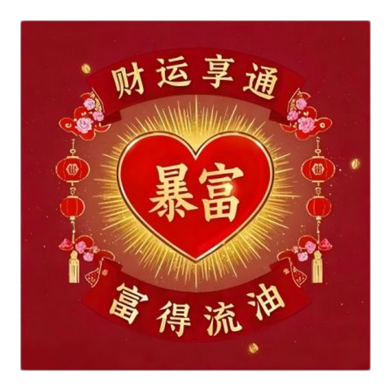 中式财运亨通暴富发财自粘防水防晒贴墙自粘贴画复古室内阳台高级