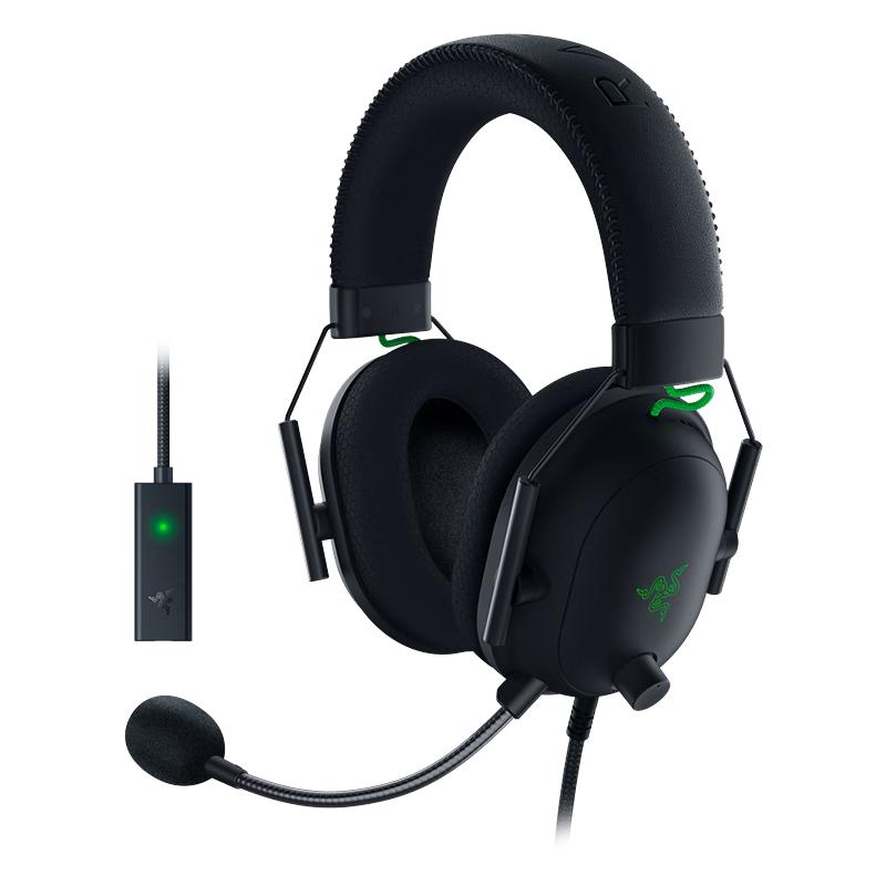Razer/雷蛇 旋风黑鲨V2 有线头戴式电竞游戏耳机耳麦 USB游戏声卡