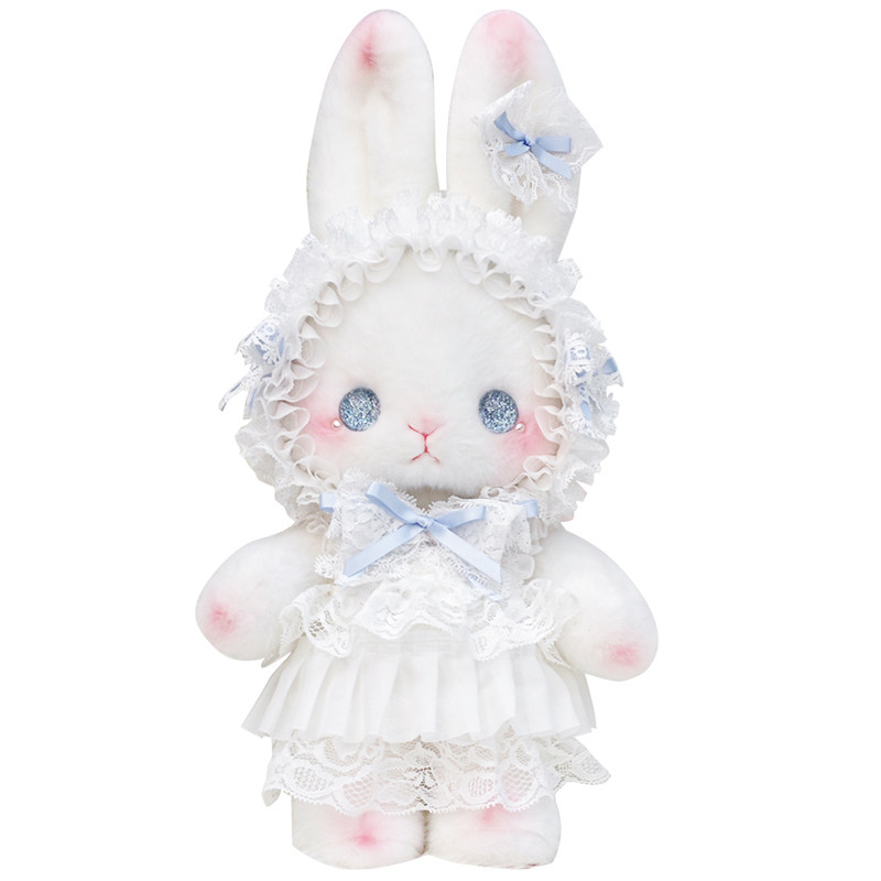 熊兽星球 立耳玩偶兔包 Lolita手作兔包蓝色斜跨手提可爱蝴蝶结