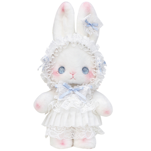 熊兽星球 立耳玩偶兔包 Lolita手作兔包蓝色斜跨手提可爱蝴蝶结