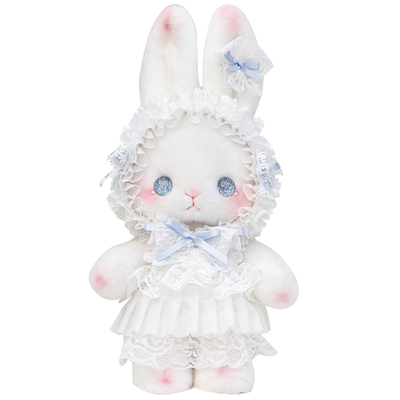 熊兽星球 立耳玩偶兔包 Lolita手作兔包蓝色斜跨手提可爱蝴蝶结