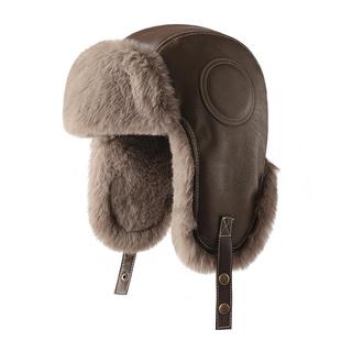 啄木鸟帽子男2025新款冬季加绒骑行电动车东北保暖神器皮质雷锋帽