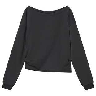 COVERINS斜肩卫衣女宽松不对称设计短款2025冬季新款CC35560130