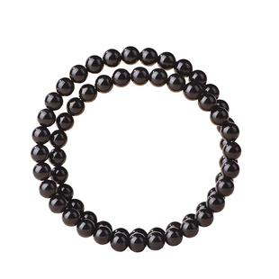 天然黑曜石手串女男纯黑乌金黑耀石串珠本命年缺补水两圈多圈手链