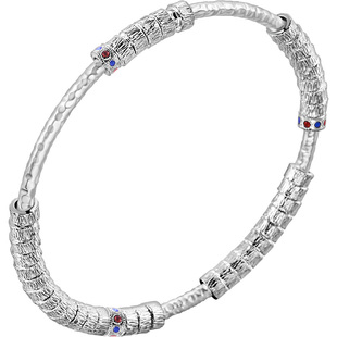 老银匠万贯盘缠实心s999足银手镯女款新中式国潮好运闭口纯银镯子