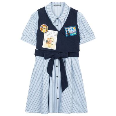 KEIKO假两件学院风衬衫连衣裙