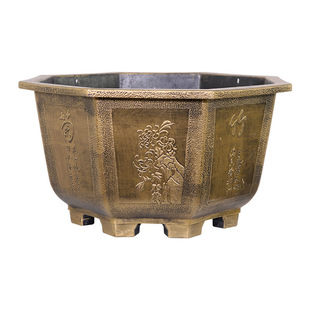 特大号大码仿古铜八角加厚树脂花盆铁树茶花桂花果树绿植庭院花盆