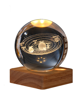 发光太阳系水晶球桌面摆件装饰品