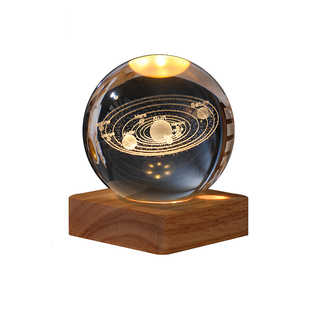 发光太阳系水晶球桌面摆件送女友学生玻璃球高级感装饰品毕业礼物