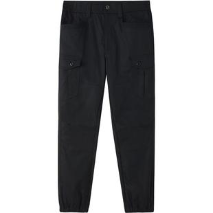 骆驼男装束脚工装裤男士秋冬宽松黑色户外加绒加厚休闲运动长裤子