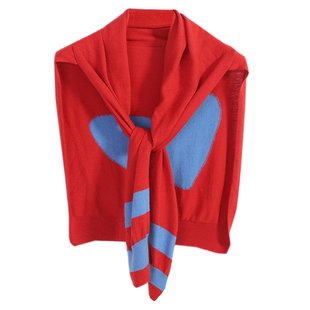 爱心披肩秋冬羊毛线外搭针织薄款羊绒围巾保暖女护颈围脖护肩百搭