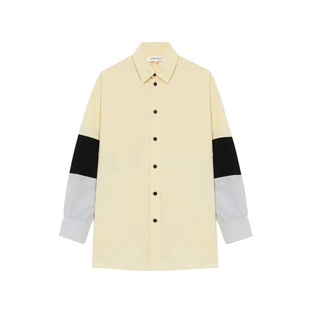 IT 日本ENFÖLD女装拼色长袖衬衫新款时尚靓丽翻领上衣430371XP