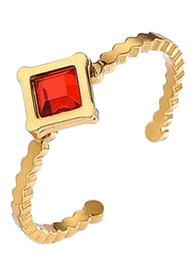 锆石开口钛钢戒指女戒小众不掉色