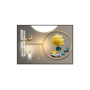 现代简约餐厅装饰画饭桌墙上单幅挂画轻奢风客厅大气餐厅麋鹿壁画