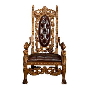 美式全实木书椅办公室真皮大班椅别墅老板椅欧式电脑椅奢华主播椅