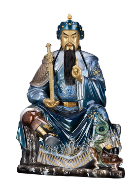 全铜热着色真武大帝供奉摆件