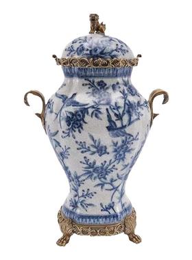 美式陶瓷配铜青花手绘客厅