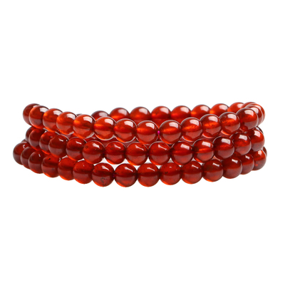 天然巴西橙红石榴石三圈手链饰品