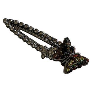 蝴蝶水钻鸭嘴夹前额刘海一字侧耳边夹碎发夹子头饰头发卡子女带钻