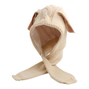 宝宝帽子围巾一体帽秋冬款针织毛线帽儿童A类大耳朵冬季防风保暖