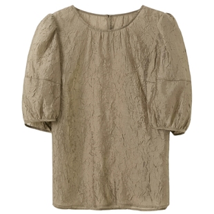 【159元任选2件】三彩丽雪leisure2025夏季新款肌理感中袖上衣宽